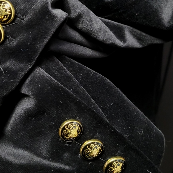 Adrienne Vittadini black velour velvet blazer with chunky gold buttons - Picture 4 of 9